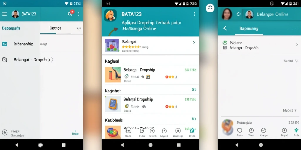 Tampilan antarmuka aplikasi BATA123 untuk pengalaman dropship yang intuitif.
