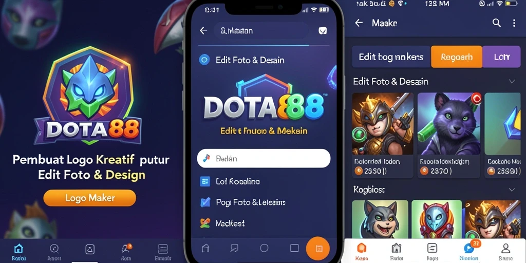 Antarmuka pengguna DOTA88 saat membuat logo dengan fitur lengkap.