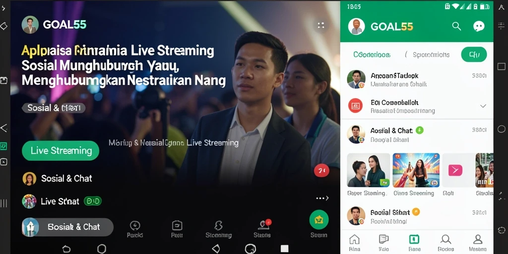 Antarmuka GOAL55 yang menarik untuk pengalaman Live Streaming.