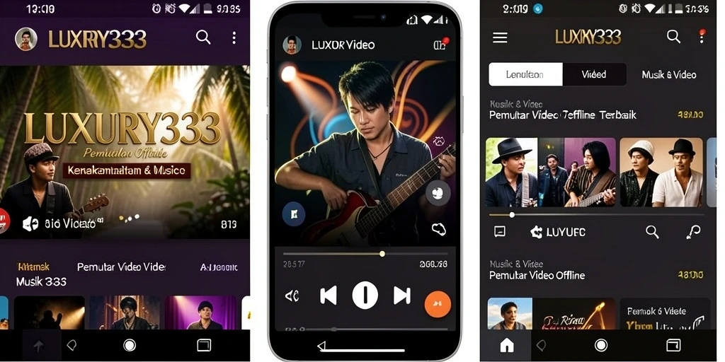 Antarmuka LUXURY333 yang rapi dan fungsional untuk Pemutar Video Offline.