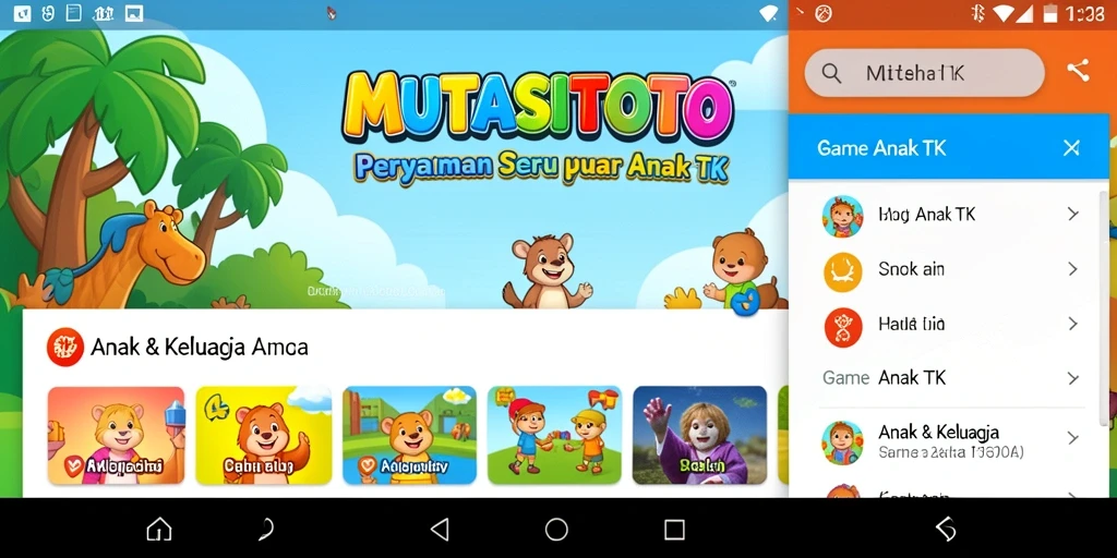 Antarmuka menyenangkan dan edukatif dalam aplikasi Game Anak TK.