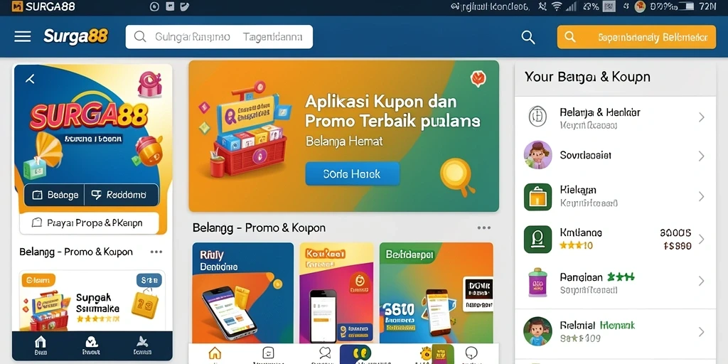 Antarmuka aplikasi SURGA88 untuk promo dan kupon.